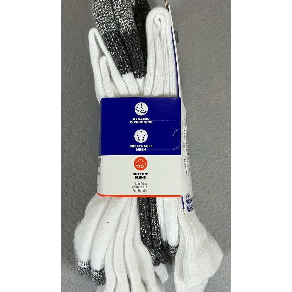 2 Pack Gildan Ultra Cotton Men Cushion Short Crew Socks 6-12 White Gray 6 PR NWT